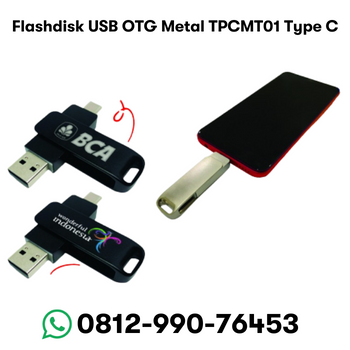 Flashdisk OTG Type C 32GB TPCMT01 sebagai pilihan souvenir perusahaan eksklusif. Dengan kapasitas 32GB, dimensi 68mmx16mmx10mm, dan material metal, tersedia dalam warna Hitam dan Silver. Kecepatan baca/tulis 3-5Mbps/10-15Mbps, dilengkapi garansi 1 tahun